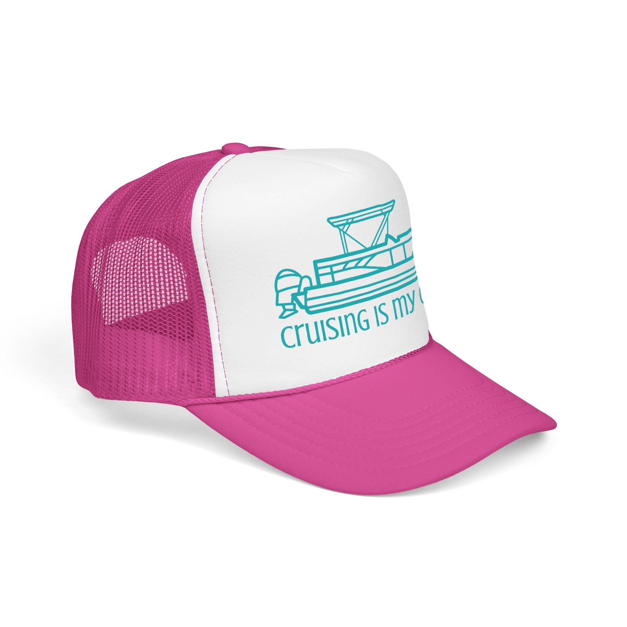 "Cruising Is My Cardio" Trucker Hat — Retro Pontoon Boat Foam Trucker