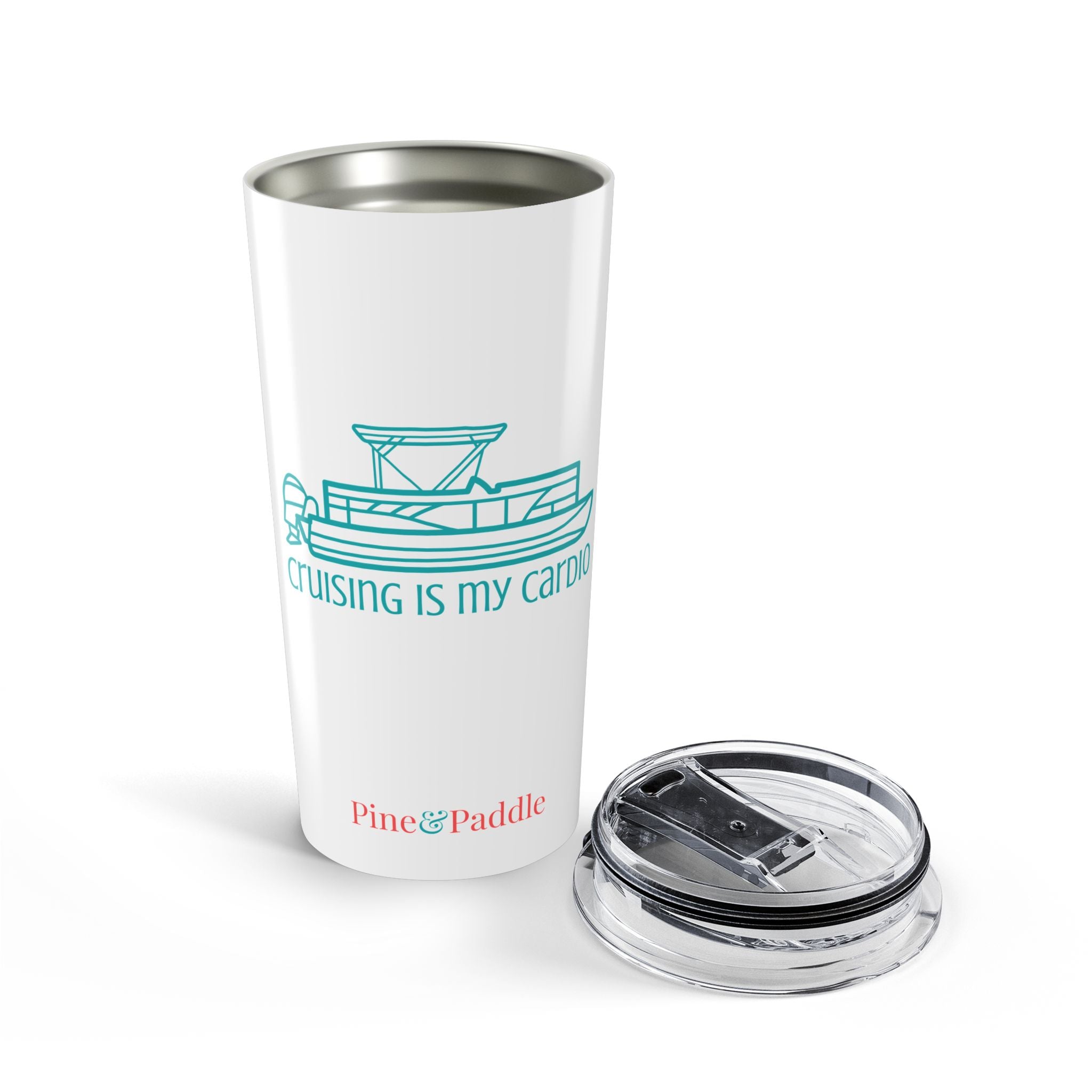 "Cruising Is My Cardio" Travel Tumbler — 20oz Stainless Steel Pontoon Boat Tumbler with Lid