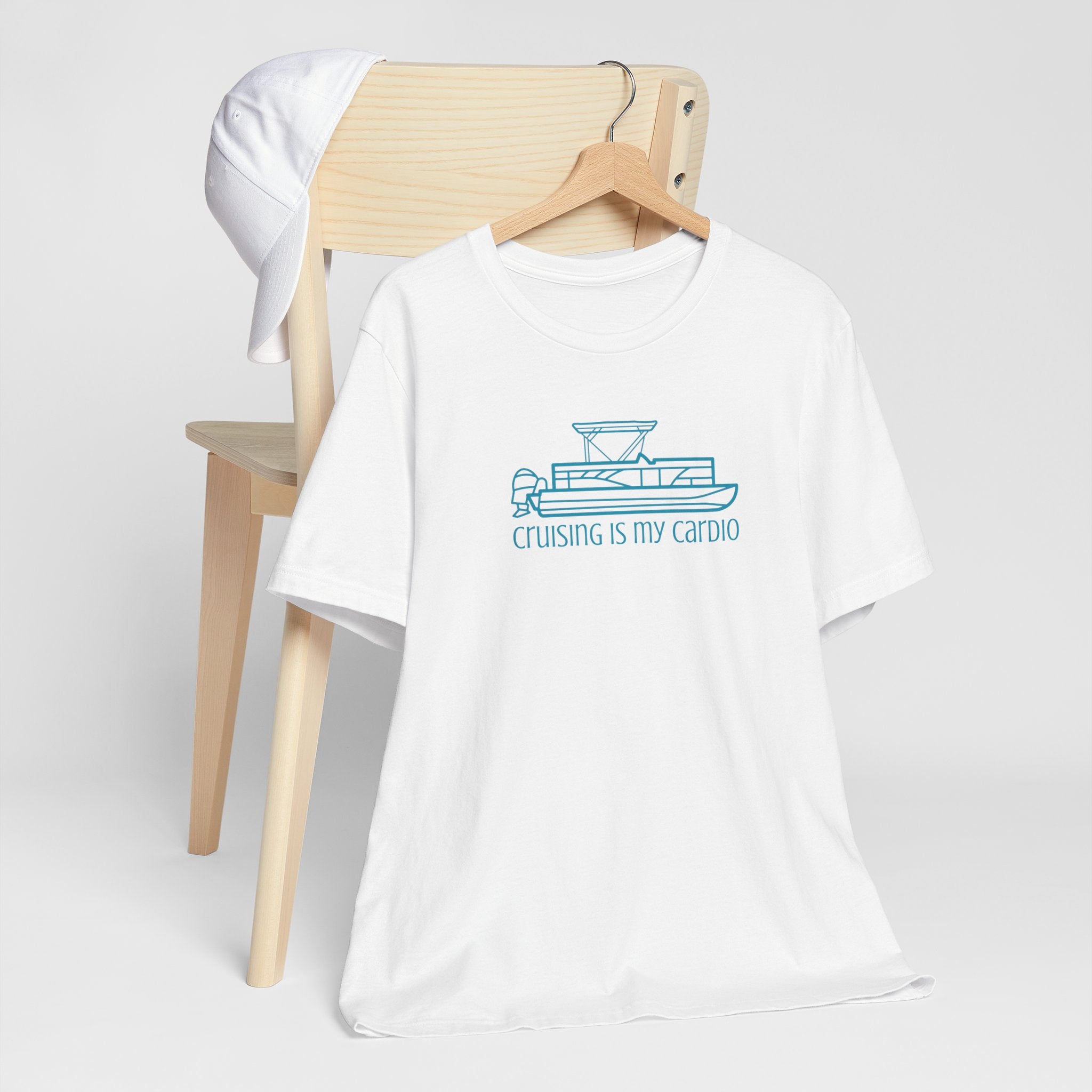 "Cruising is My Cardio” Short Sleeve Tee – Retro Pontoon Boat Bella + Canvas Soft Unisex Tee