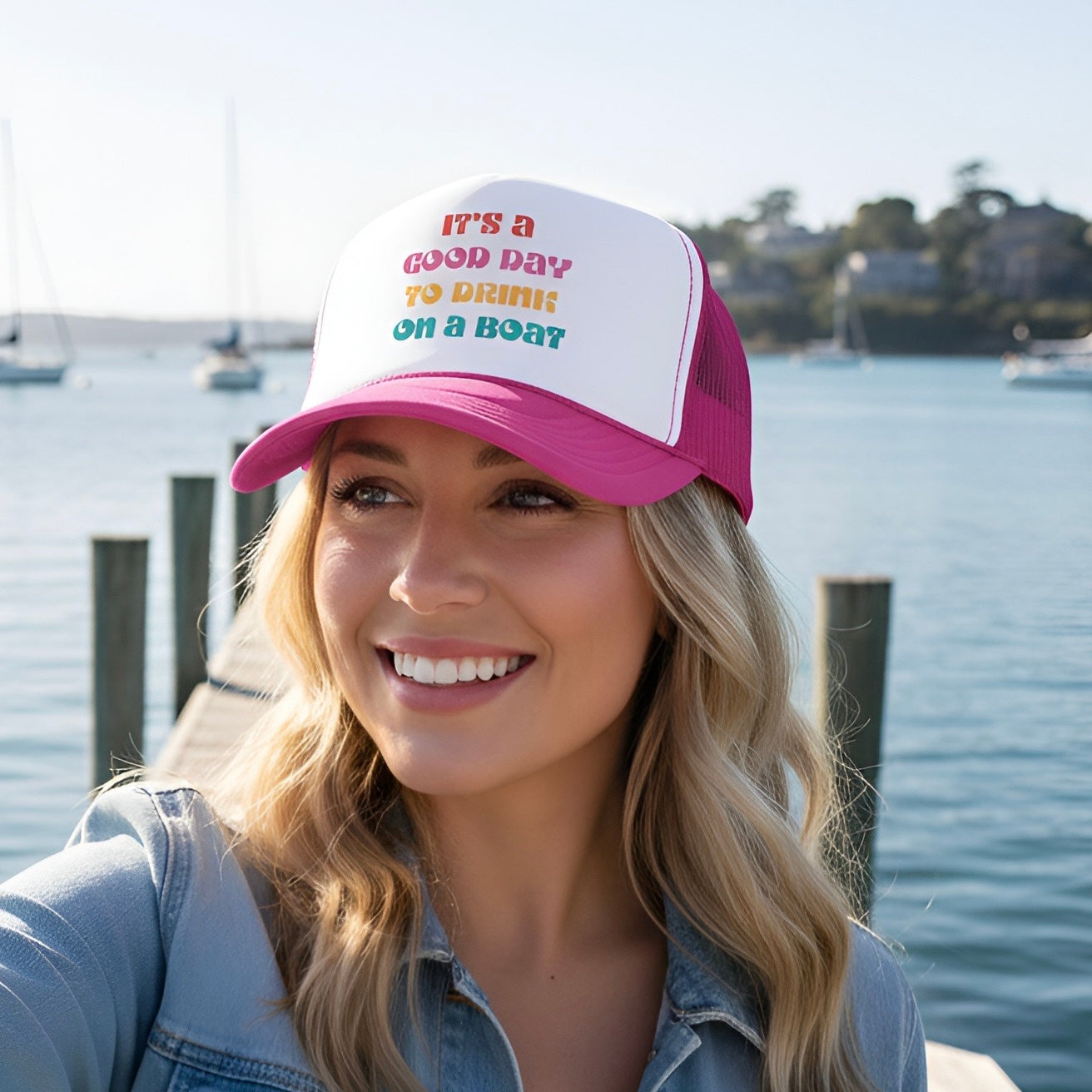 "It's a Good Day to Drink on a Boat" Trucker Hat — Retro Foam Trucker