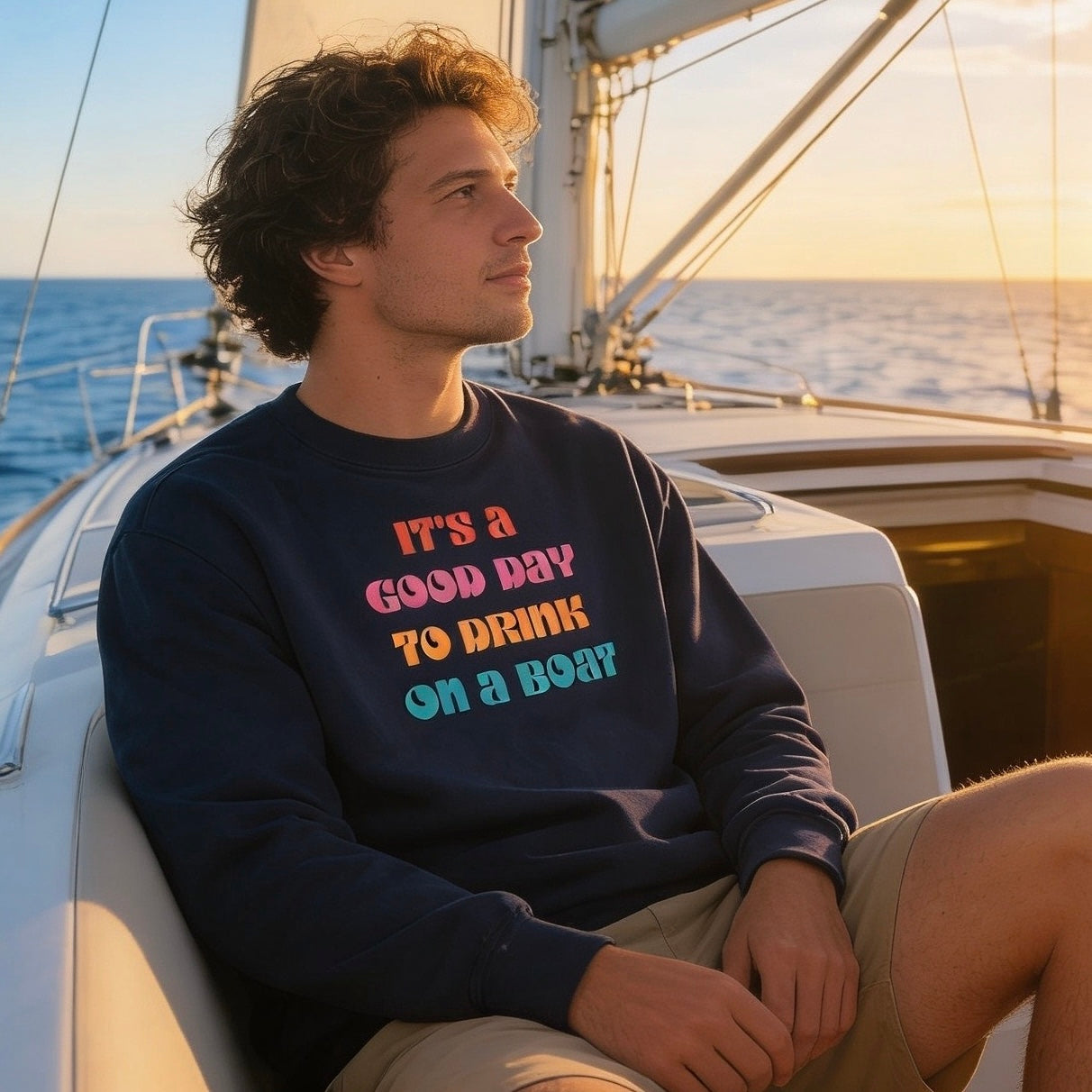 "It’s a Good Day to Drink on a Boat" Sweatshirt —  Boat Life Unisex Casual Crewneck