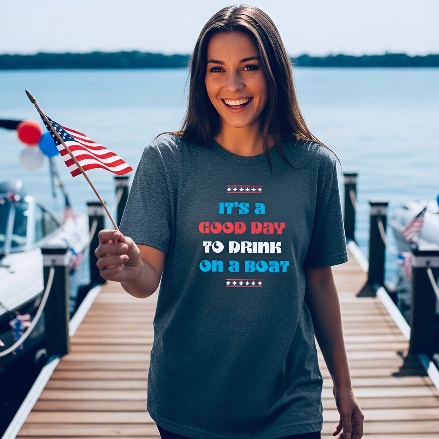 LIMITED JULY 4th EDITION! "It's a Good Day to Drink on a Boat" Short Sleeve Tee — Boat Life Bella + Canvas Soft Unisex Tee