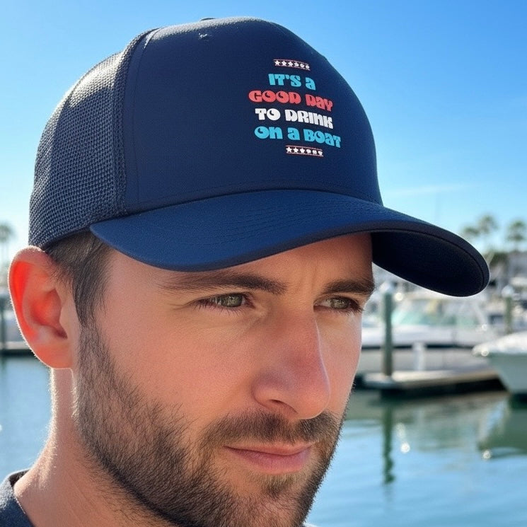 LIMITED JULY 4th EDITION! "It's a Good Day to Drink on a Boat" Trucker Hat — Retro Foam Trucker