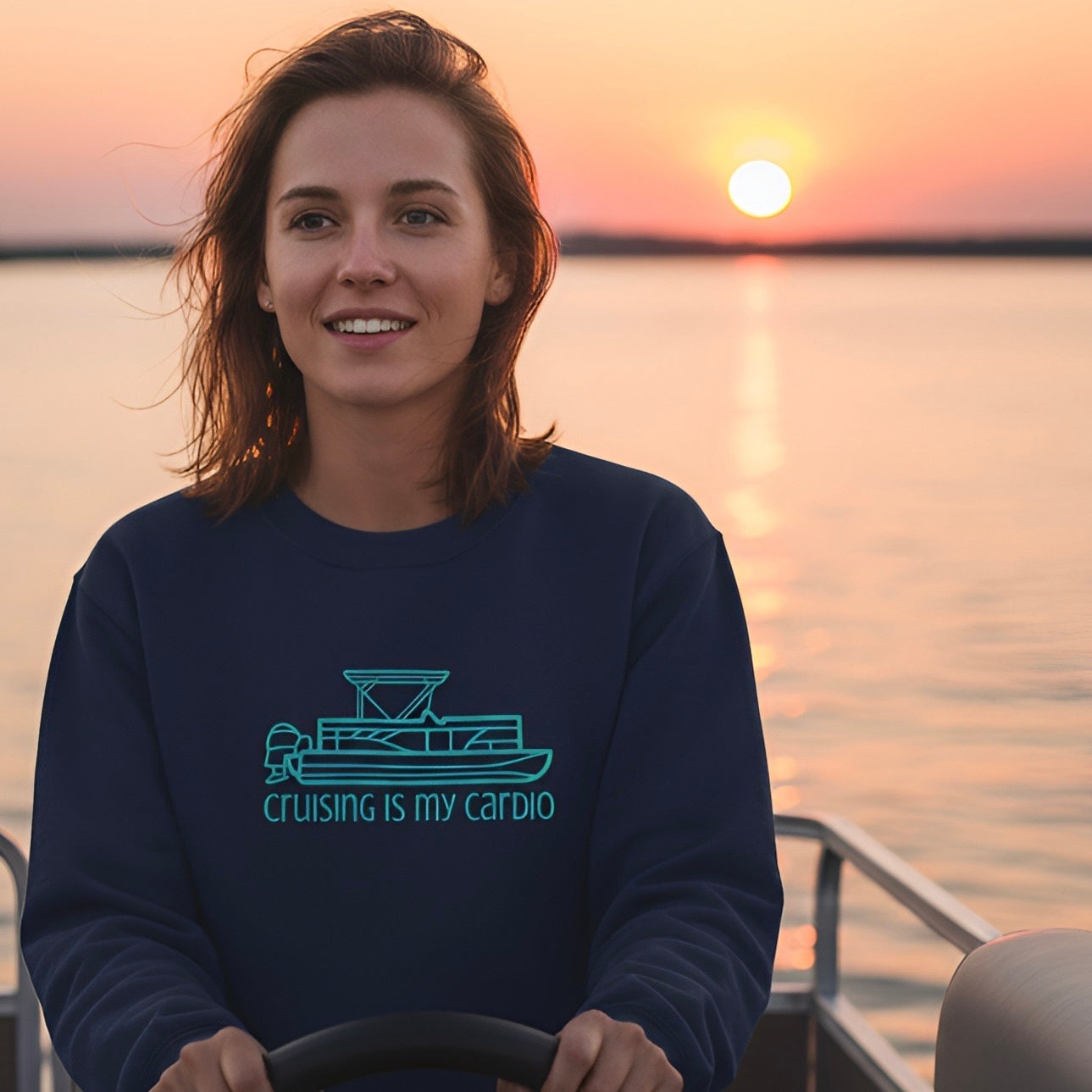 "Cruising Is My Cardio" Sweatshirt —  Boat Life Unisex Casual Crewneck