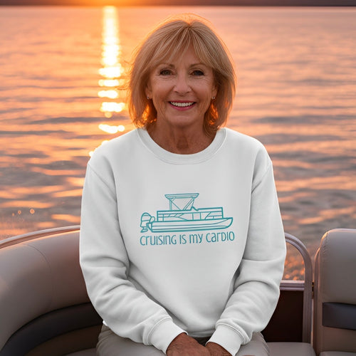"Cruising Is My Cardio" Sweatshirt —  Boat Life Unisex Casual Crewneck