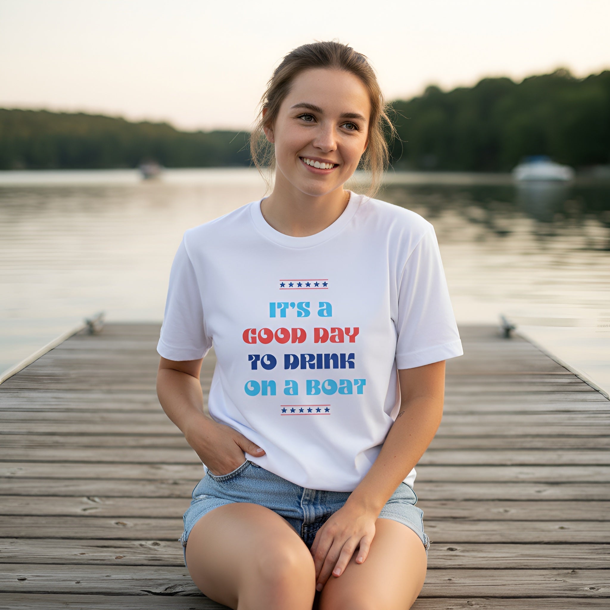 LIMITED JULY 4th EDITION! "It's a Good Day to Drink on a Boat" Short Sleeve Tee — Boat Life Bella + Canvas Soft Unisex Tee