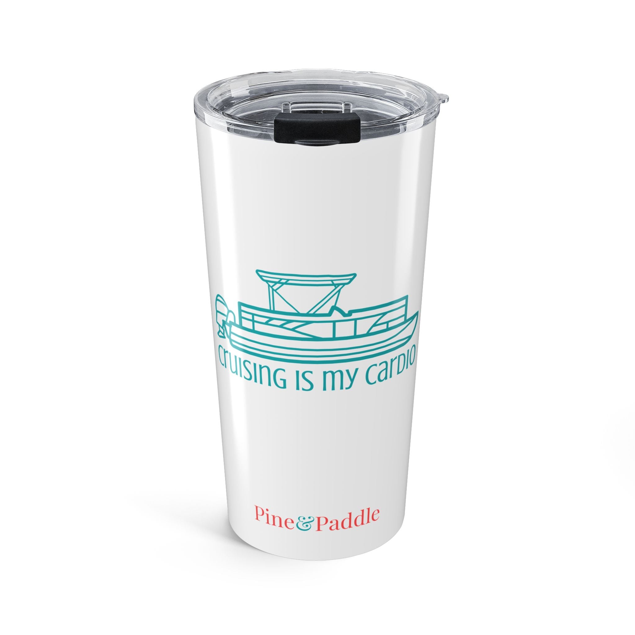 "Cruising Is My Cardio" Travel Tumbler — 20oz Stainless Steel Pontoon Boat Tumbler with Lid