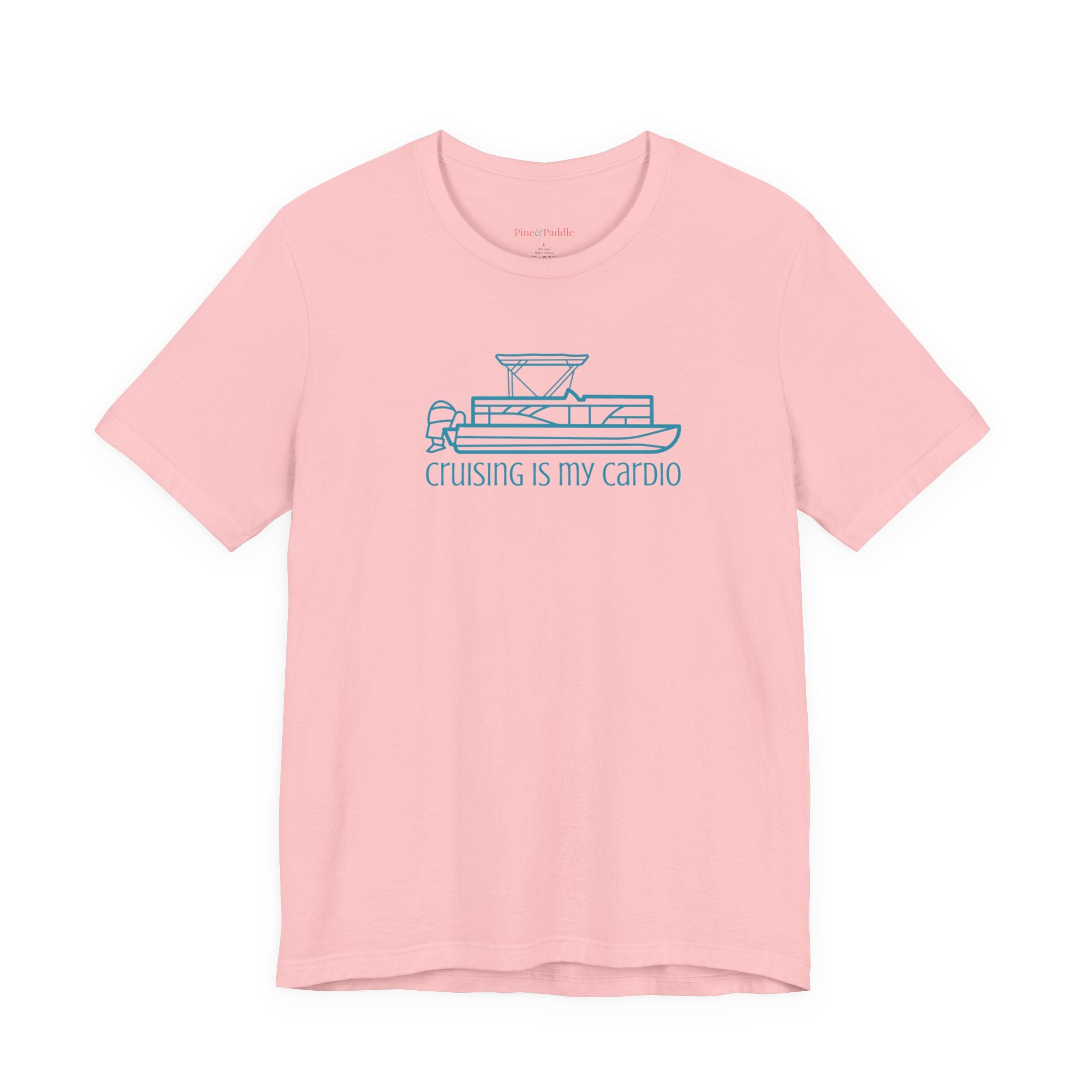 "Cruising is My Cardio” Short Sleeve Tee – Retro Pontoon Boat Bella + Canvas Soft Unisex Tee